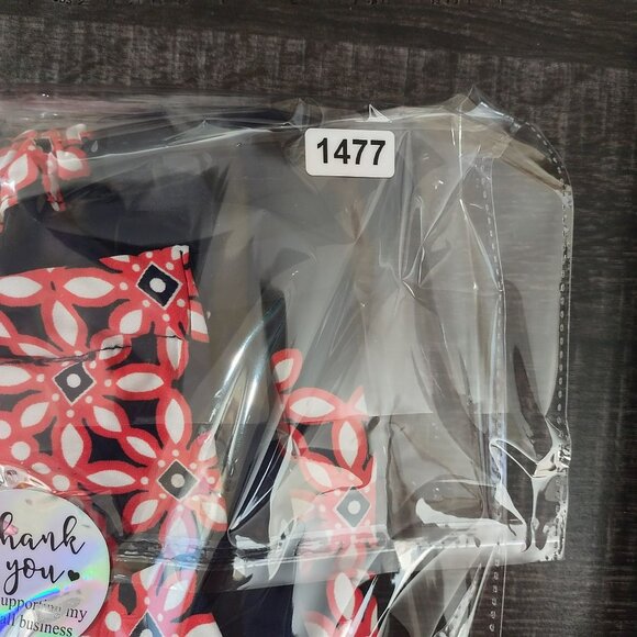 INC Womens Sleeveless Keyhole Tunic Top M Navy Red Geometric Stretch Embellished - Picture 10 of 10